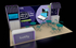 10'x 20' BackLit Extrusion Display w/ Dual Kiosks, Café Seating and Halo Lighting (ID0527)