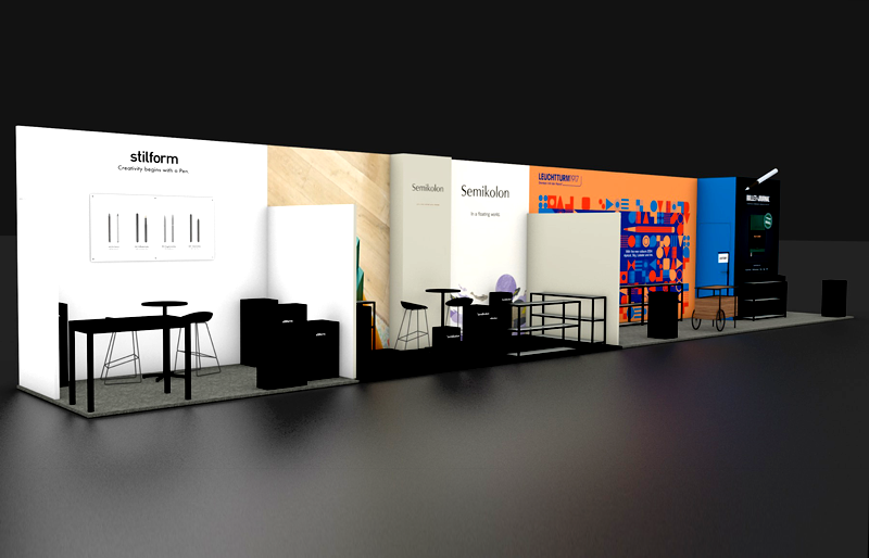 10' x 60' Modular Inline Exhibit with Product Display Zones (ID0549)