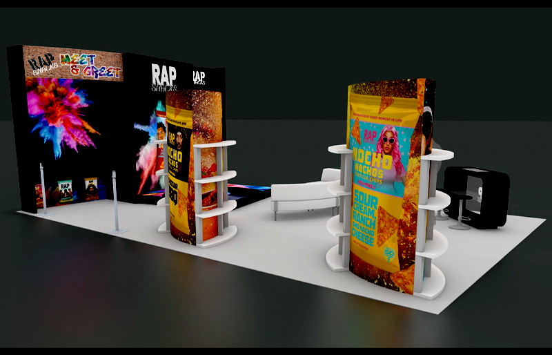 20' x 30' Island Exhibit w/ Product Towers and Stage Display (ID0577)