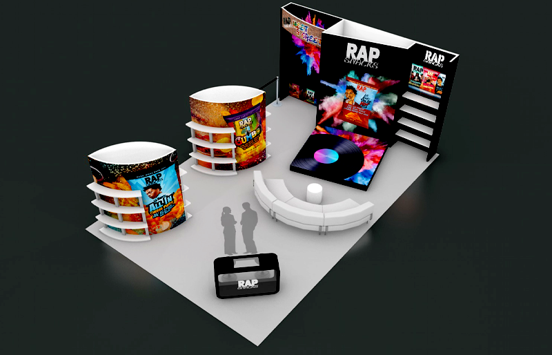 20' x 30' Island Exhibit w/ Product Towers and Stage Display (ID0577)