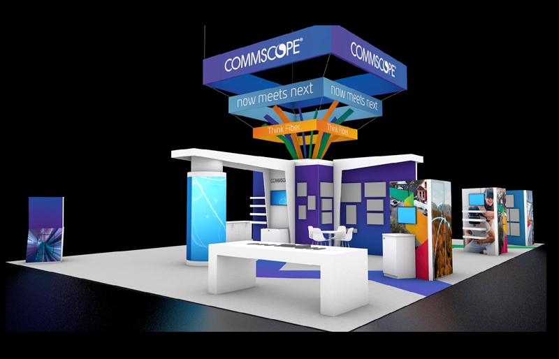 40' x 60' Custom Island Exhibit w/ Multi-Level Hanging Structures (ID0587)