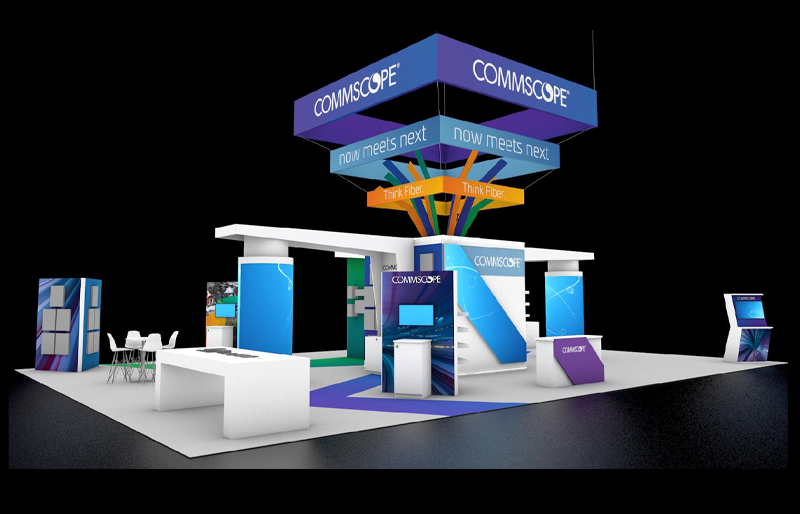 40' x 60' Custom Island Exhibit w/ Multi-Level Hanging Structures (ID0587)
