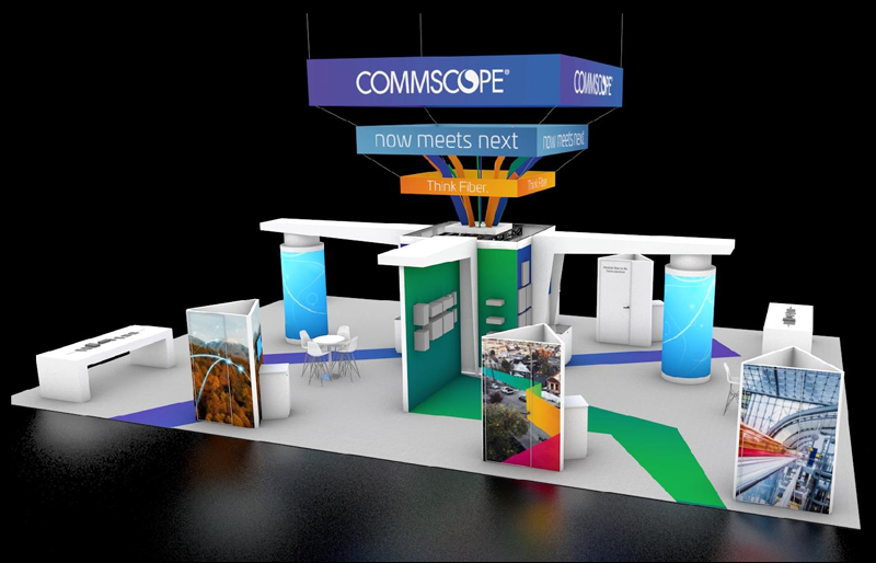 40' x 60' Custom Island Exhibit w/ Multi-Level Hanging Structures (ID0587)