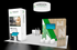 30' x 30' Custom Island Exhibit w/ Circular Hanging Sign and Demo Stations (ID0590)