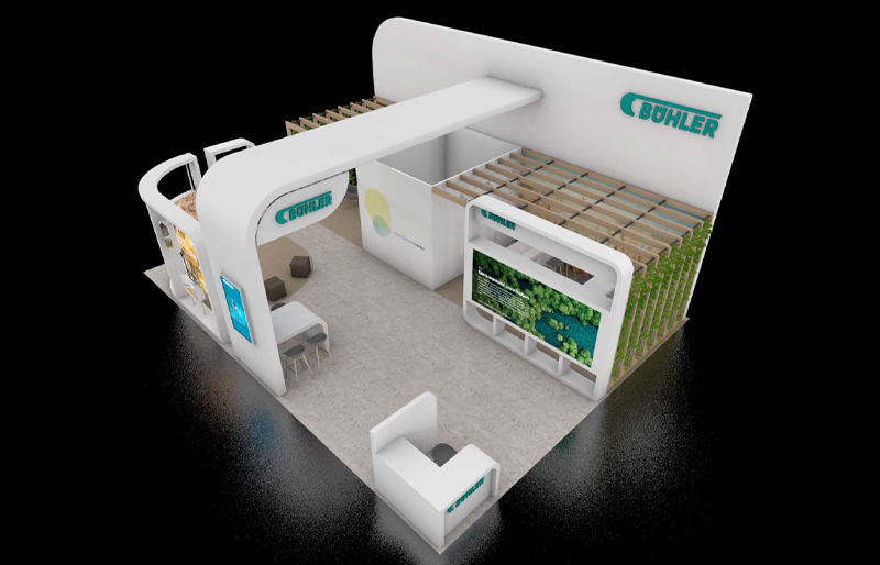 30' x 40' Scalable Custom Exhibit w/ Video Wall, Pergola Areas and Semi-Private Room (ID0597)