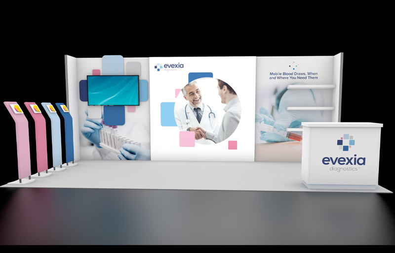 10' x 10' Scalable LightWall Display w/ Portable iPad Stands and Locking Counter (ID0608)