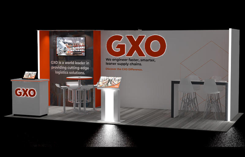 10' x 10' Scalable DesignLine Display w/ SEG Graphics, Acrylic Panels and HaloLit Logo (ID0614)
